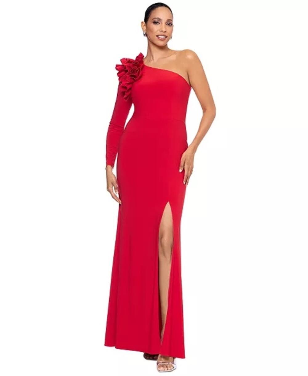 Xscape Formal Evening Gown Womens 16 Red Wedding Cocktail Party Gala Dress
